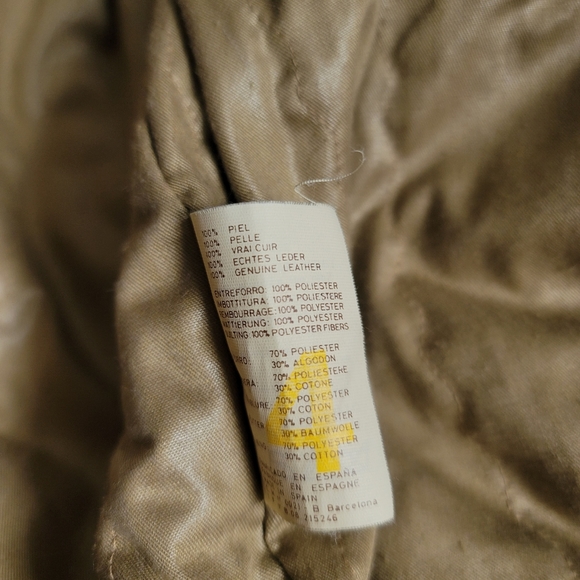 Vintage 90s Gerome Barcelona Genuine Leather Bomber Jacket Camel - Picture 6 of 12